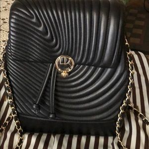 Henri Bindel black backpack purse